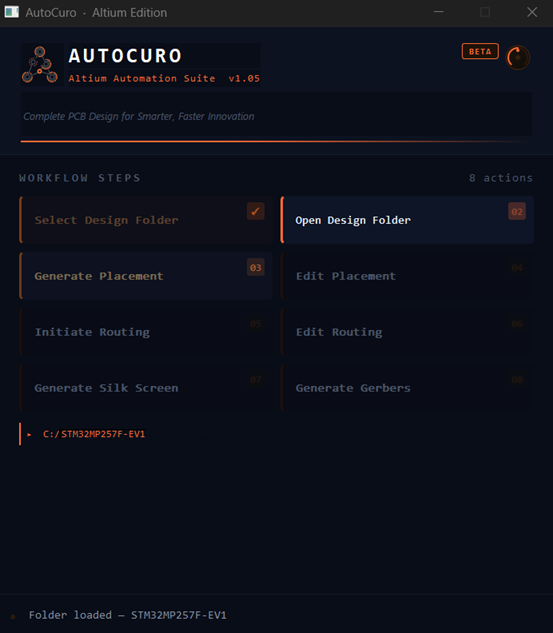 AutoCuro Altium automation workflow interface