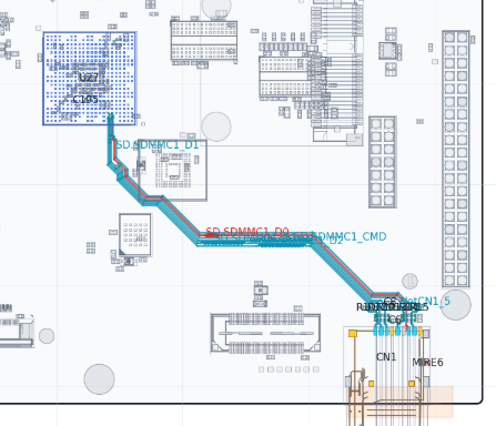 Ethernet routing plot for the STM32MP257F-EV1 Altium board