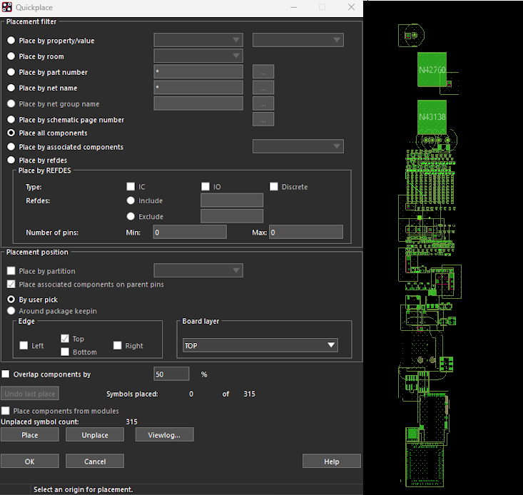 Cadence Allegro Autoplace Interface