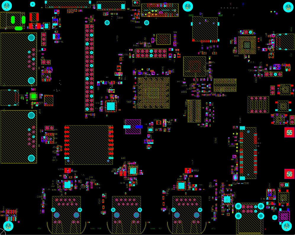 Automated placement result top-down view for STM32MP257F-EV1